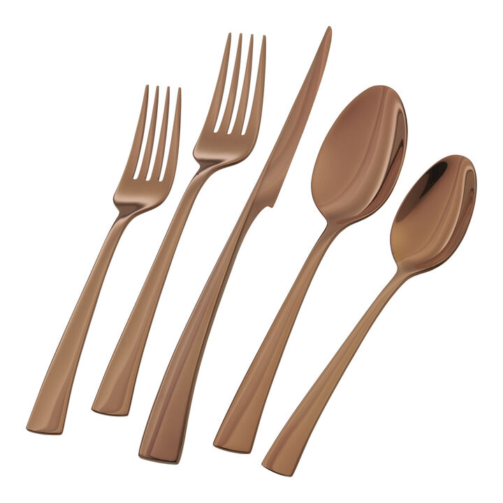 Bellasera (rose gold), 20-pc Rose Gold Flatware Set, 18/10 Stainless Steel, Rose, large 1