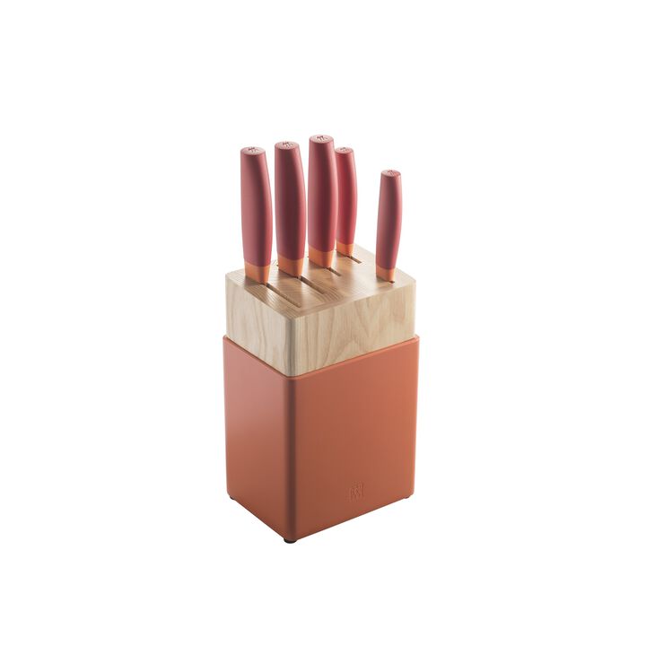 Now S, 6 Piece, Knife block set, orange-red, large 2