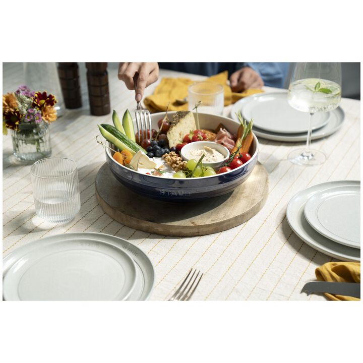 Ceramique, 28 cm ceramic round serving bowl, dark-blue, large 4