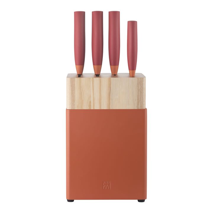 Now S, 6 Piece, Knife block set, orange-red, large 1