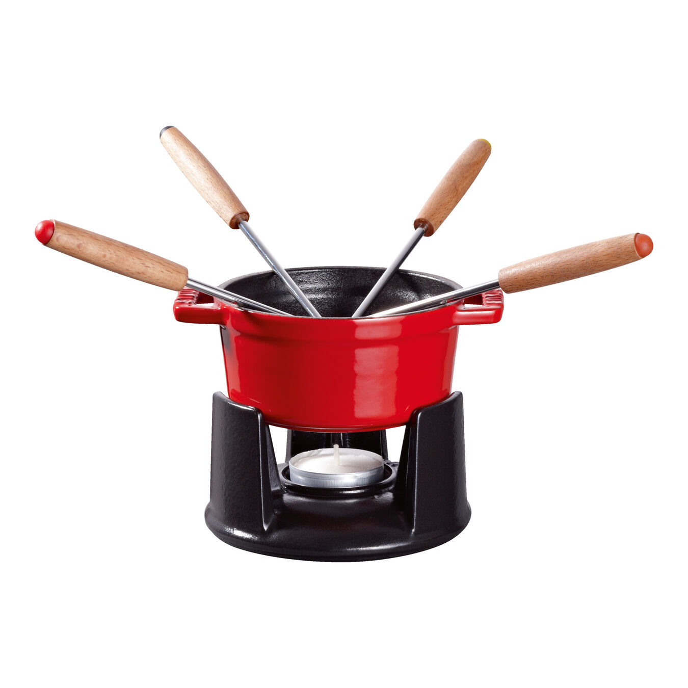 Staub Cast Iron 0.25qt Mini Chocolate Fondue Set Cherry Official