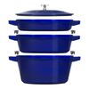 4-pc Stackable set, dark blue, cast iron ,,large