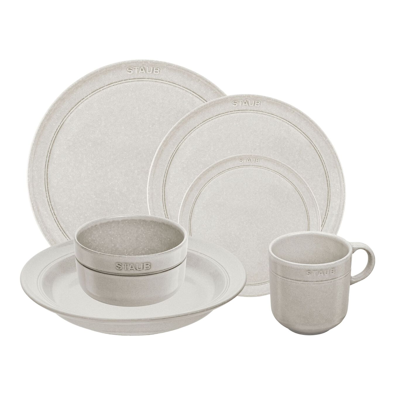 Staub Dining Line Serving set, 72 Piece white truffle Ceramic