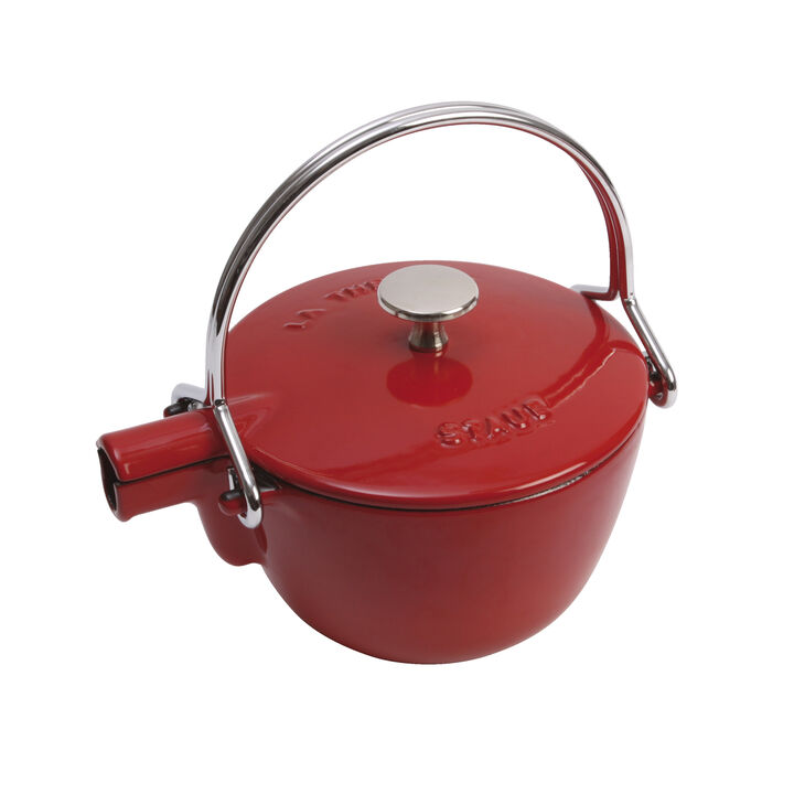 Cast Iron, 1.2 qt, Round, Tea Kettle, Cherry, large 2