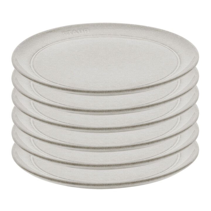 Set de platos planos 20 cm, 6-pzs, cerámica, blanco trufa, large 1