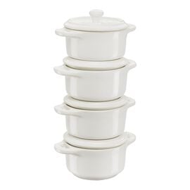 Staub Ceramique, Set de cocotte 4-pzs, redondo, Blanco marfil, Cerámica