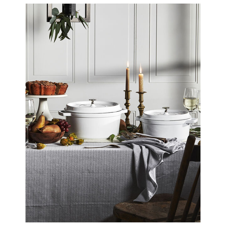 Cast Iron, 7 qt, Round, Dutch Oven, Pure-white, large 2