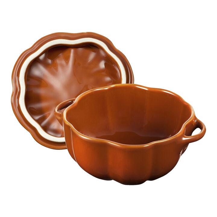 Stoneware, 0.5 qt, Pumpkin, Petite Dutch Oven, Burnt Orange, large 3