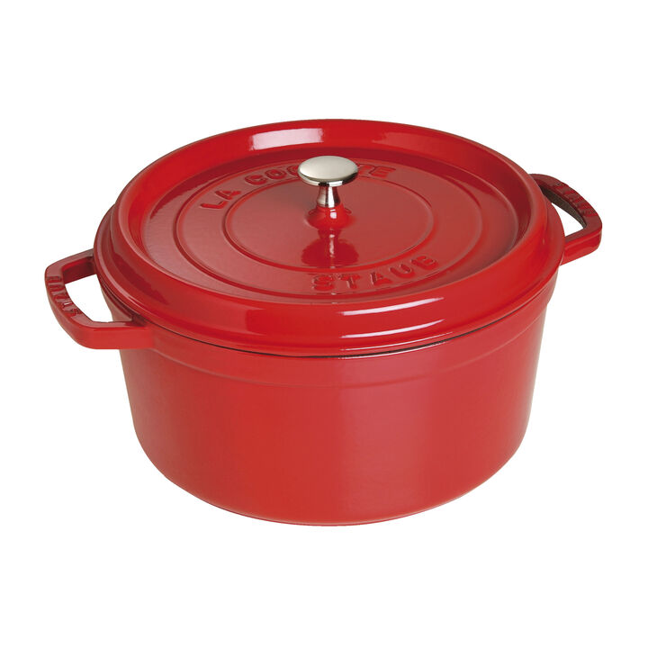Cast Iron, 7 qt, Round, Dutch Oven, Cherry, large 1