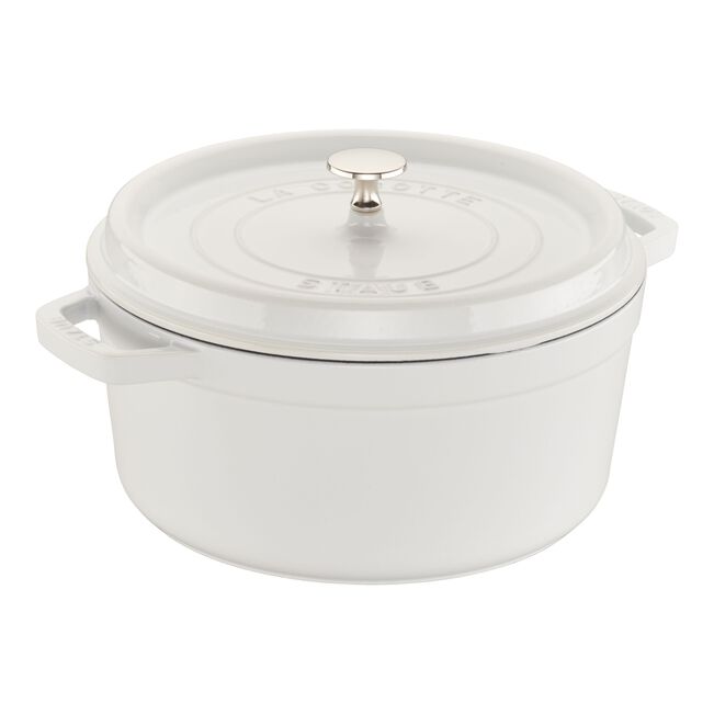 5.5 qt, Round, Cast Iron, Dutch Oven, Pure-white