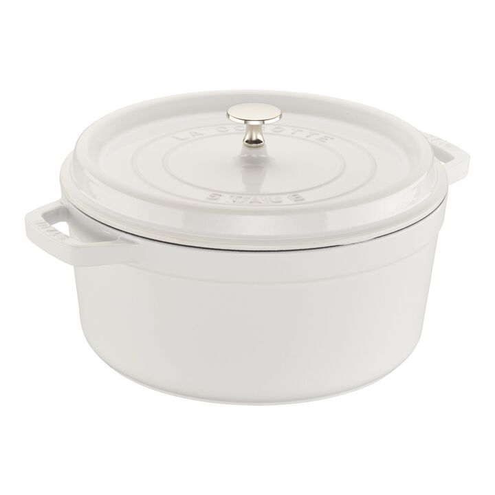Cast Iron, 5.5 qt, Round, Dutch Oven, Pure-white - Factory Second, large 1