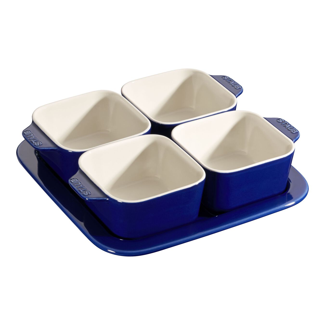 5-pcs square Ceramic Appetiser set dark-blue,,large 1