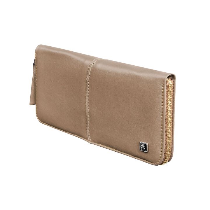 TWINOX, 5-pcs Calf leather Zip fastener case taupe, large 2