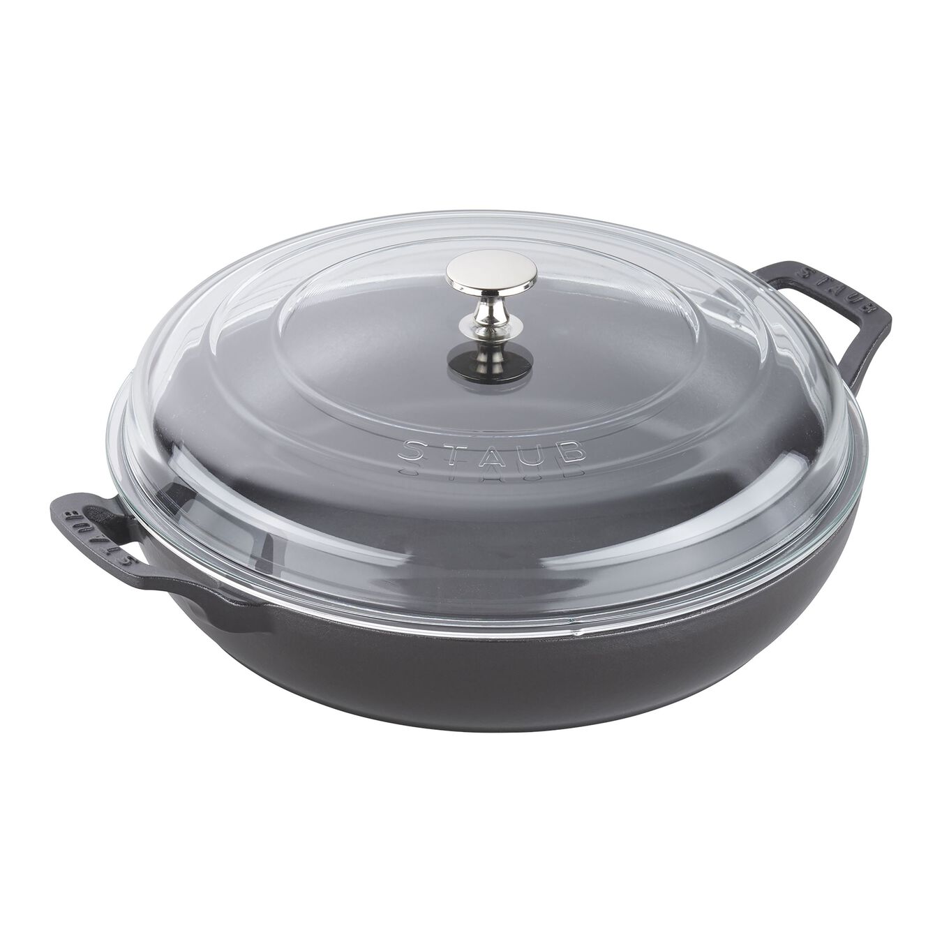 3.5 l cast iron round Saute pan with glass lid, black - Visual Imperfections,,large 1