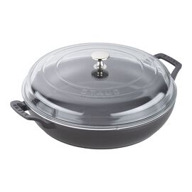 Staub Braisers, 3.5 l cast iron round Saute pan with glass lid, black - Visual Imperfections