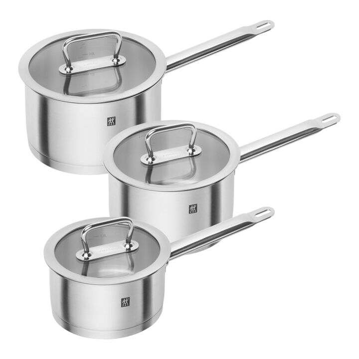 Pro, 3-pcs Stainless steel Pot set silver, large 1