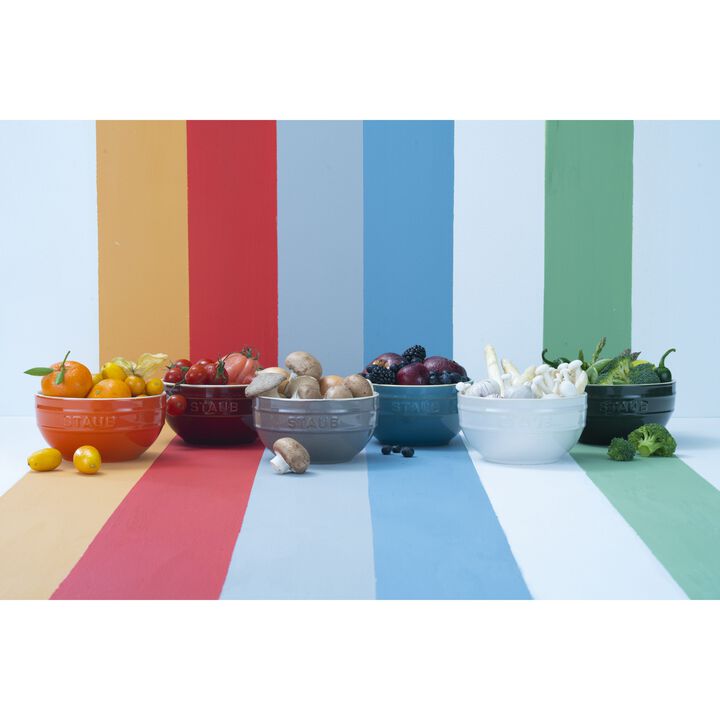 Ceramique, 14 cm / 6 Piece ceramic large rainbow multi-colour large bowl set, mixed Colours, large 4