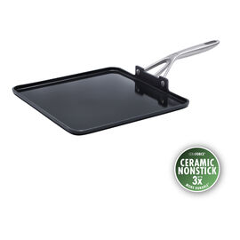 28 cm / 11 inch aluminum square non-stick griddle, black