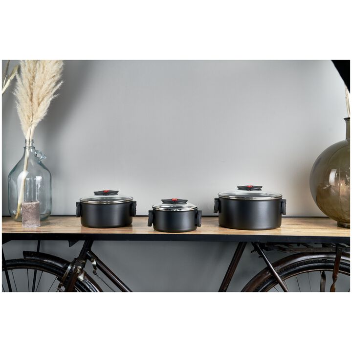 Click & Cook, 3-st, Gryt & kastrullset, Svart, large 2