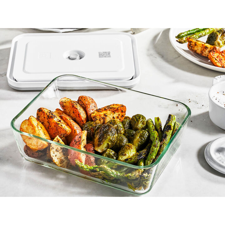 Fresh & Save, Set di contenitori sottovuoto per il frigo, 2-pz. / 2l, grigio, Vetro / Plastica, large 2