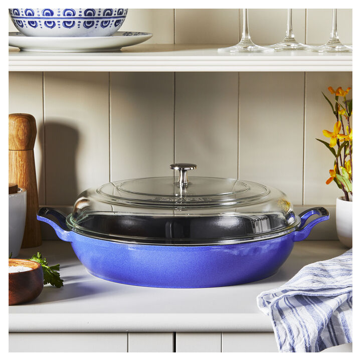 Cast Iron, 3.5 qt, Braiser With Glass Lid, Blueberry, large 4