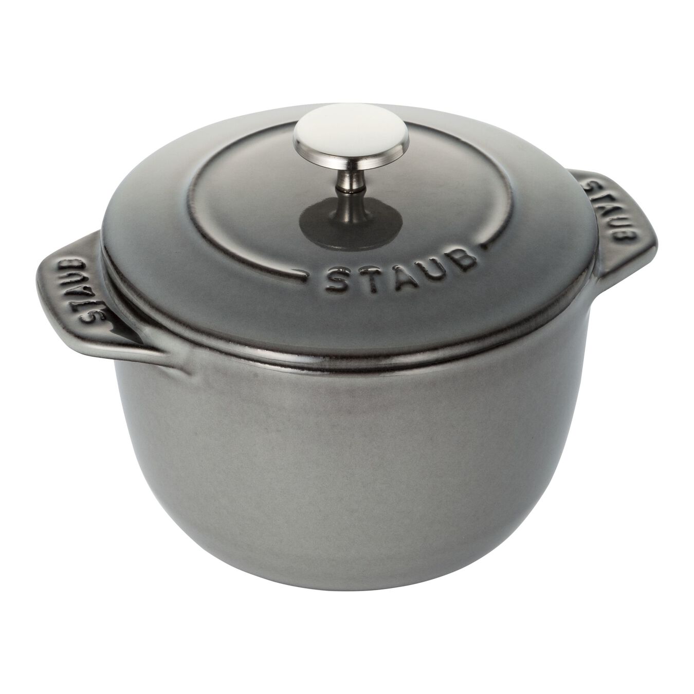 12 cm round Cast iron Rice Cocotte graphite-grey,,large 1