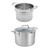 Clad CFX, 8-qt Stainless Steel Ceramic Nonstick Stock Pot with Stainless Steel Pasta Insert, small 1