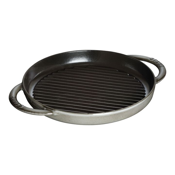 Cast Iron, 10-inch, Round Double Handle Pure Grill, graphite grey, large 1