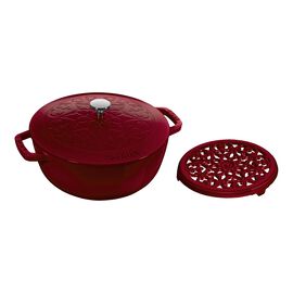 Staub Cast iron, Pot set, lily decal, 2 Piece | round | cast iron | Bordeaux