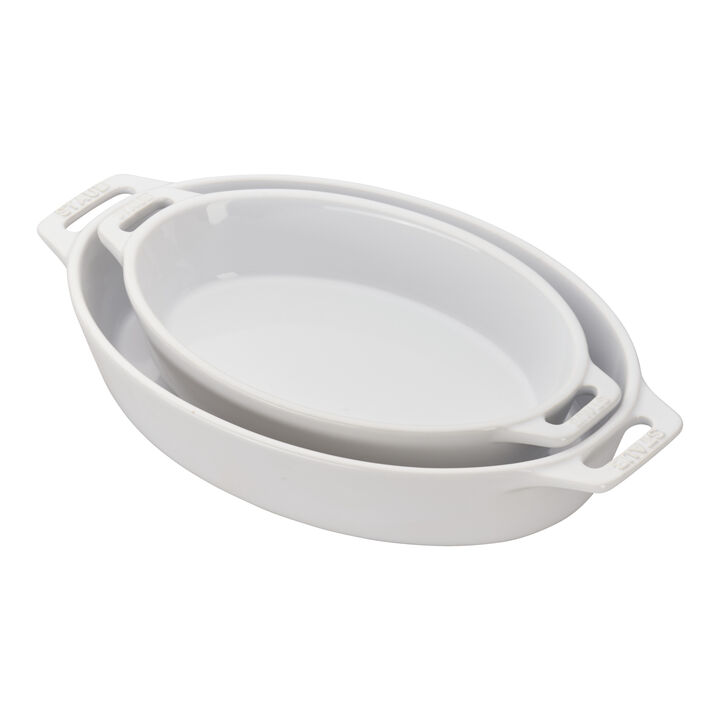 Stoneware, 2-pc, Oval Baking Dish Set, white, large 3