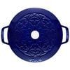 La Cocotte, 3.6 l cast iron round French oven with lily lid, dark-blue, small 3