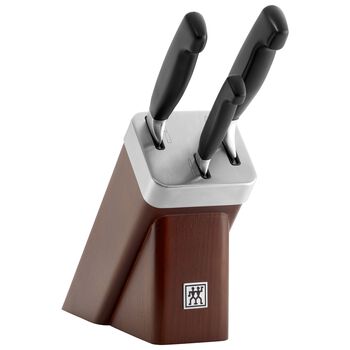 4-pc, Knife block set with KiS technology, brown,,large 1