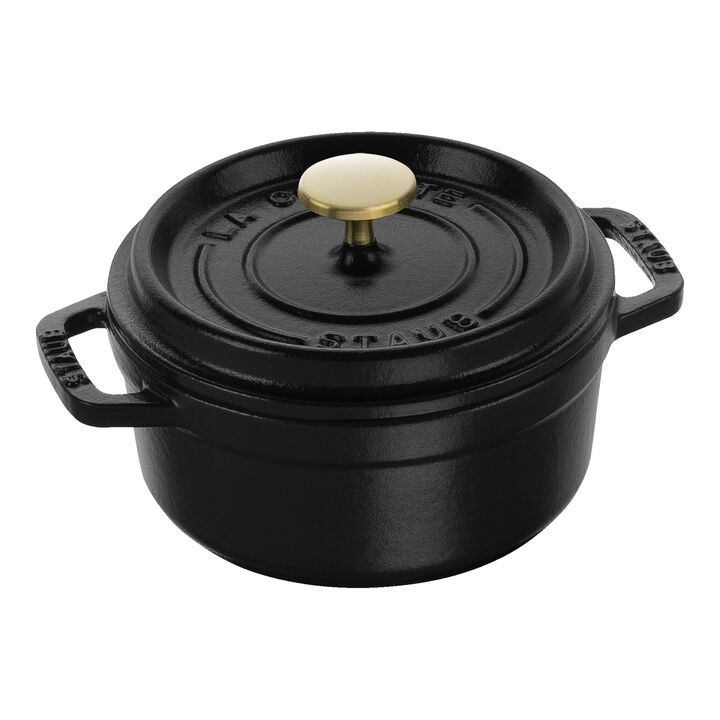 Cast Iron, 0.425 qt, Round, Dutch Oven, Black Matte, large 1