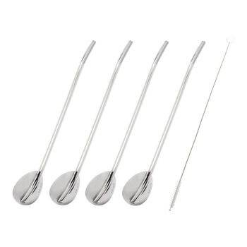5-pc, Spoon Straw set with Cleaning Brush,,large 1