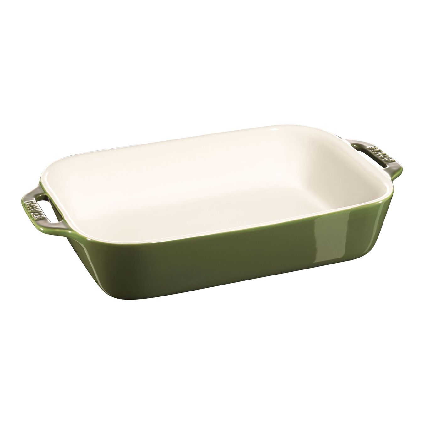 27 cm x 20 cm rectangular Ceramic Oven dish basil-green,,large 1