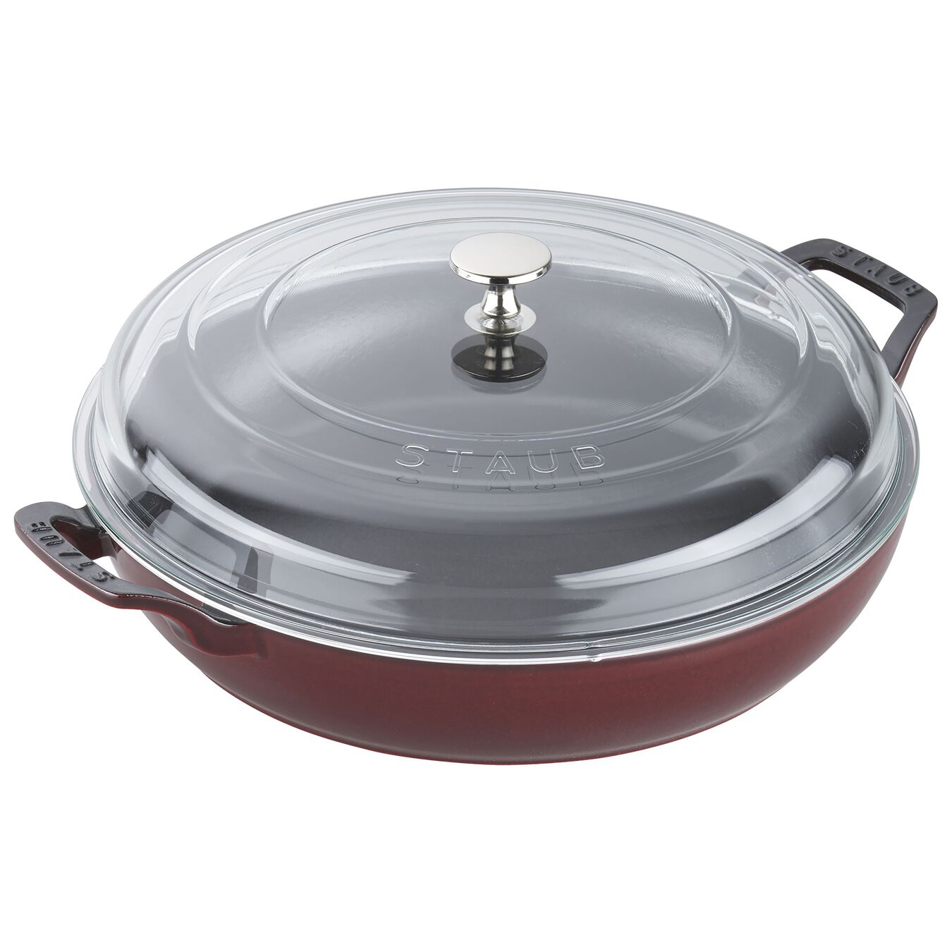 12-inch, Braiser with Glass Lid, grenadine,,large 1