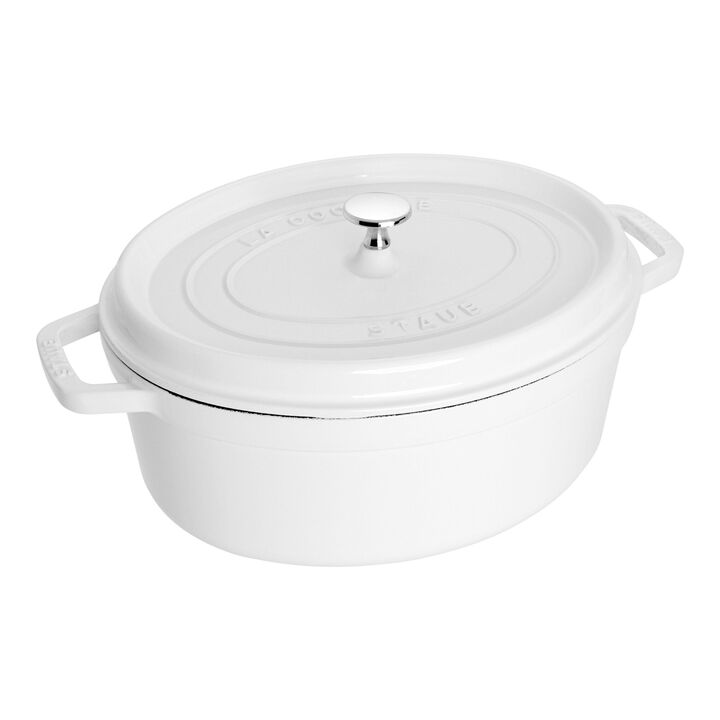 Cast Iron, 5.75 qt, Oval, Dutch Oven, Pure-white, large 1