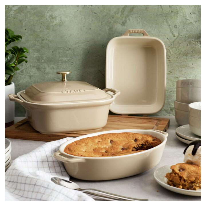 Stoneware, 4-pc, Mixed Baking Dish Set, sesame, large 2