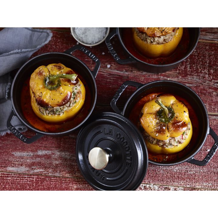 Cast Iron, 0.425 qt, Round, Dutch Oven, Black Matte, large 2