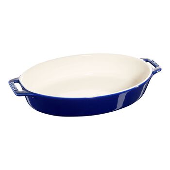  ceramic oval Oven dish, dark-blue,,large 1