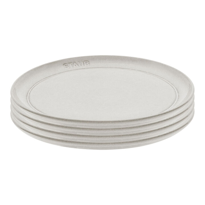 Tellerset, 4-tlg. / 22 cm, Weisser Trüffel, Keramik, large 1