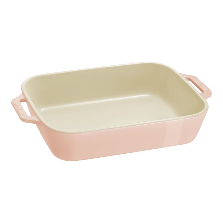 Ceramique, 3-pcs rectangular ceramic Ovenware set light pink, large 2