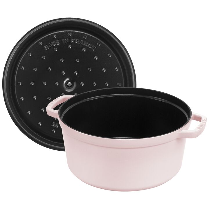 Cast Iron, 7 qt, Round, Dutch Oven, Pink Peony, large 3