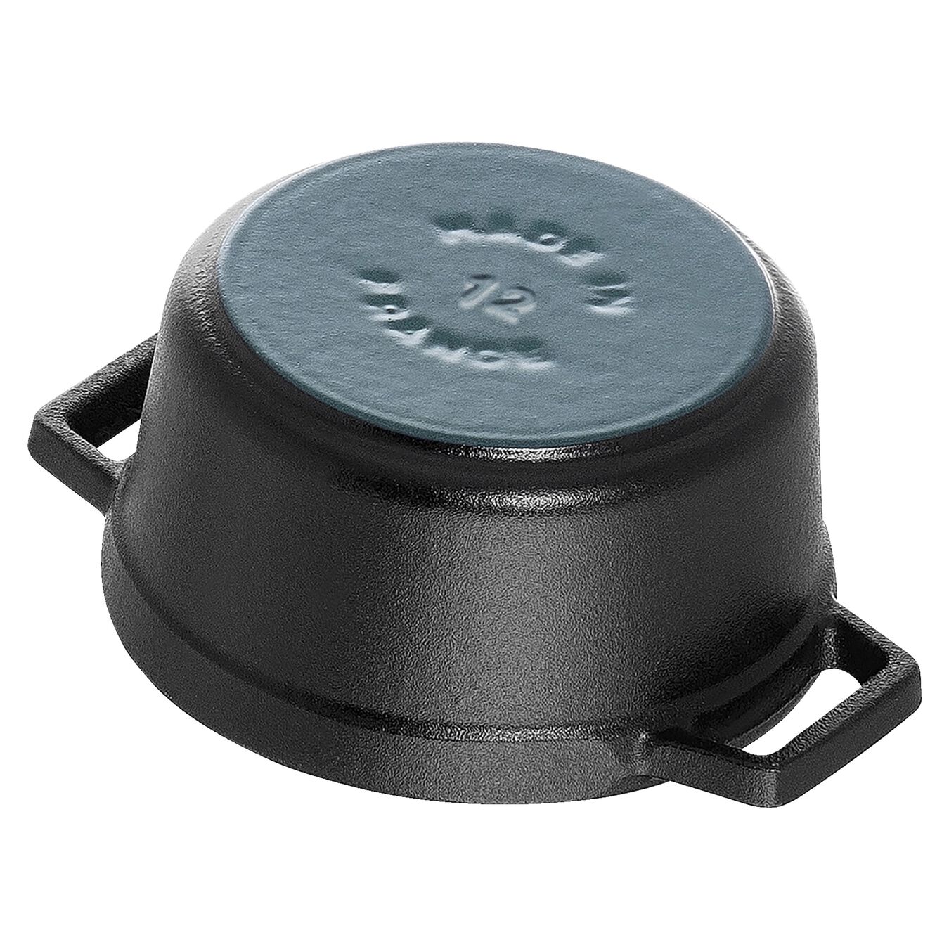 12 cm round Cast iron Cocotte black,,large 4