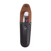 Outdoor, 4-inch, Folding Hunter Pocket Knife With Leather Sheath, Brown Jigged Bone, small 8