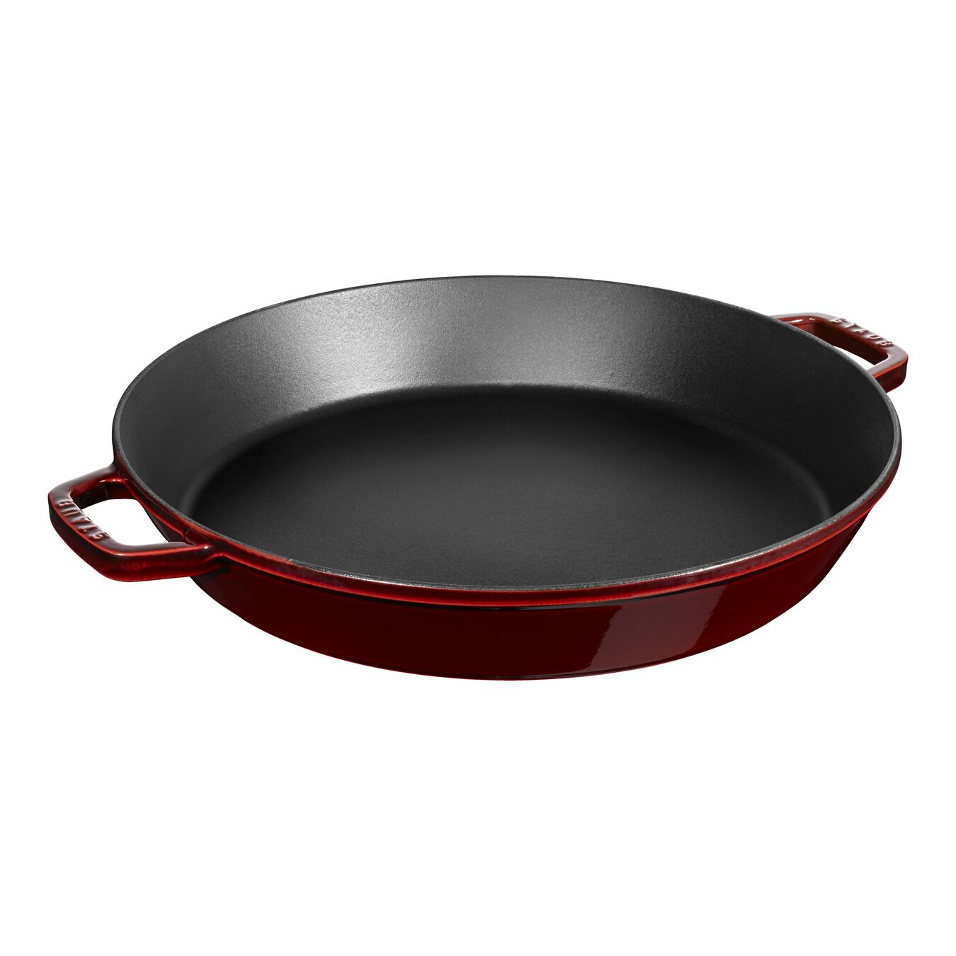 Staub Cast Iron 15.75inch round Enamel Paella pan, Grenadine