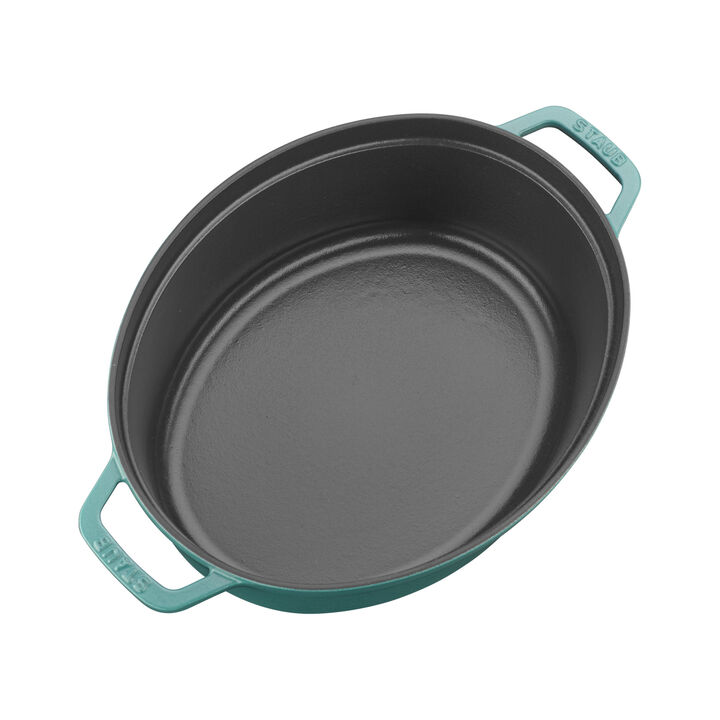 Cast Iron, 5.75 qt, Oval, Coq Au Vin Dutch Oven, Turquoise, large 2