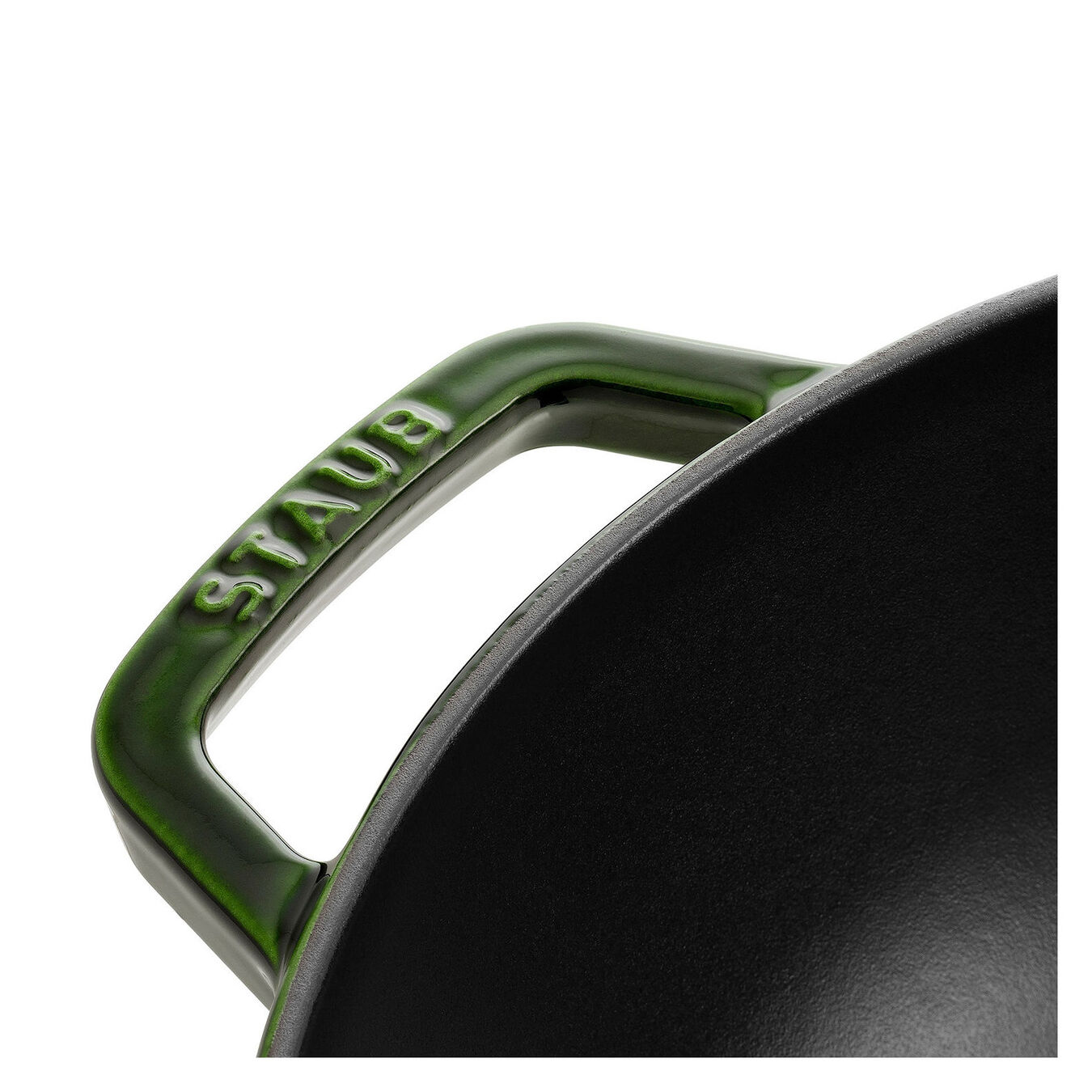 30 cm / 12 inch cast iron Wok with glass lid, basil-green,,large 2