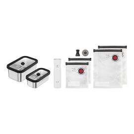 Kit de démarrage sous vide, Acier inoxydable / S/M, 9-pcs, Blanc argenté