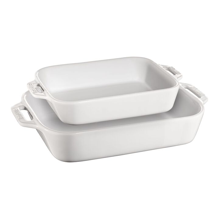 Stoneware, 2-pc, Rectangular Baking Dish Set, white, large 1